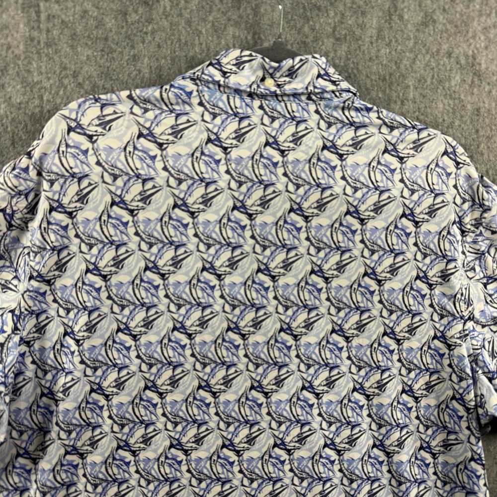 Cremieux Performance Men's L Blue White Marlin Fish Print Nautical Polo - Picture 12 of 12